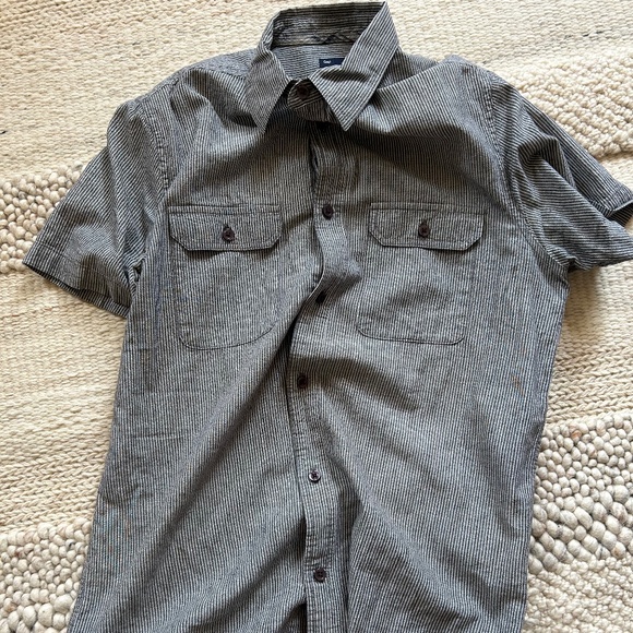 GAP Other - GAP Workshirt Short Sleeve Linen Cotton Blend - Medium Slim, Gray with White Str